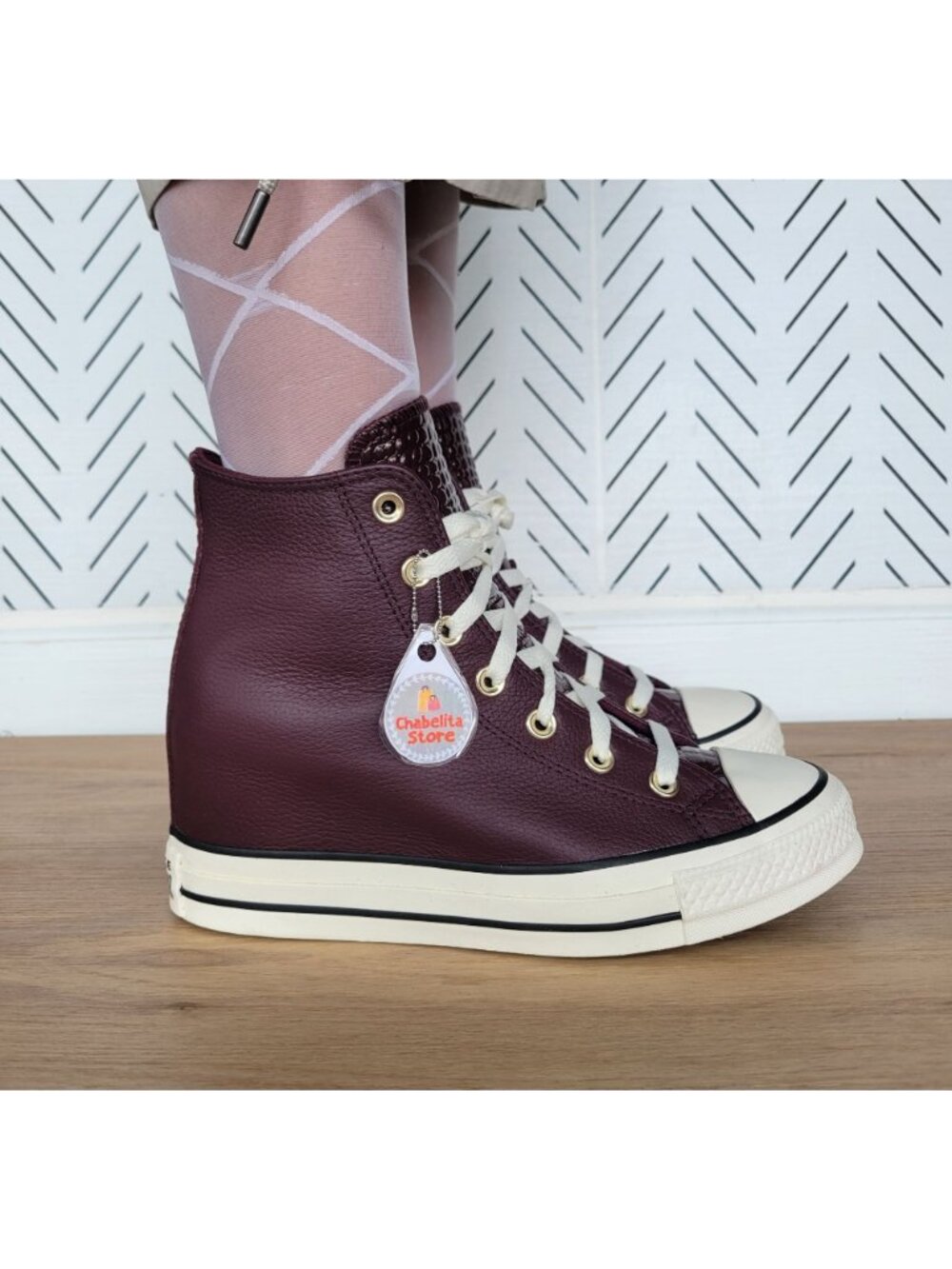 ✨✨Converse Chuck Taylor All Star Wedge Leather 7 Womens Shoes Burgundy A12349C - Picture 10 of 12